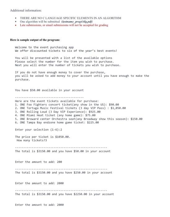 Solved Instructions: Write the algorithm, sequential steps, | Chegg.com