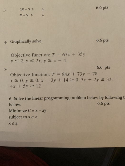 Solved 3 6 6 Pts 4 Zy Xs X Y 2 6 6 Pts 4 Graphical Chegg Com