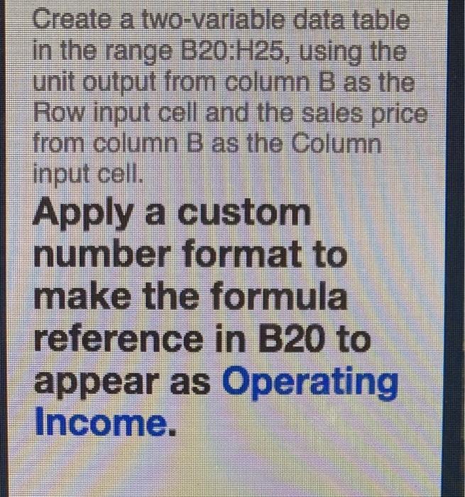 Solved Create a two-variable data table in the range | Chegg.com