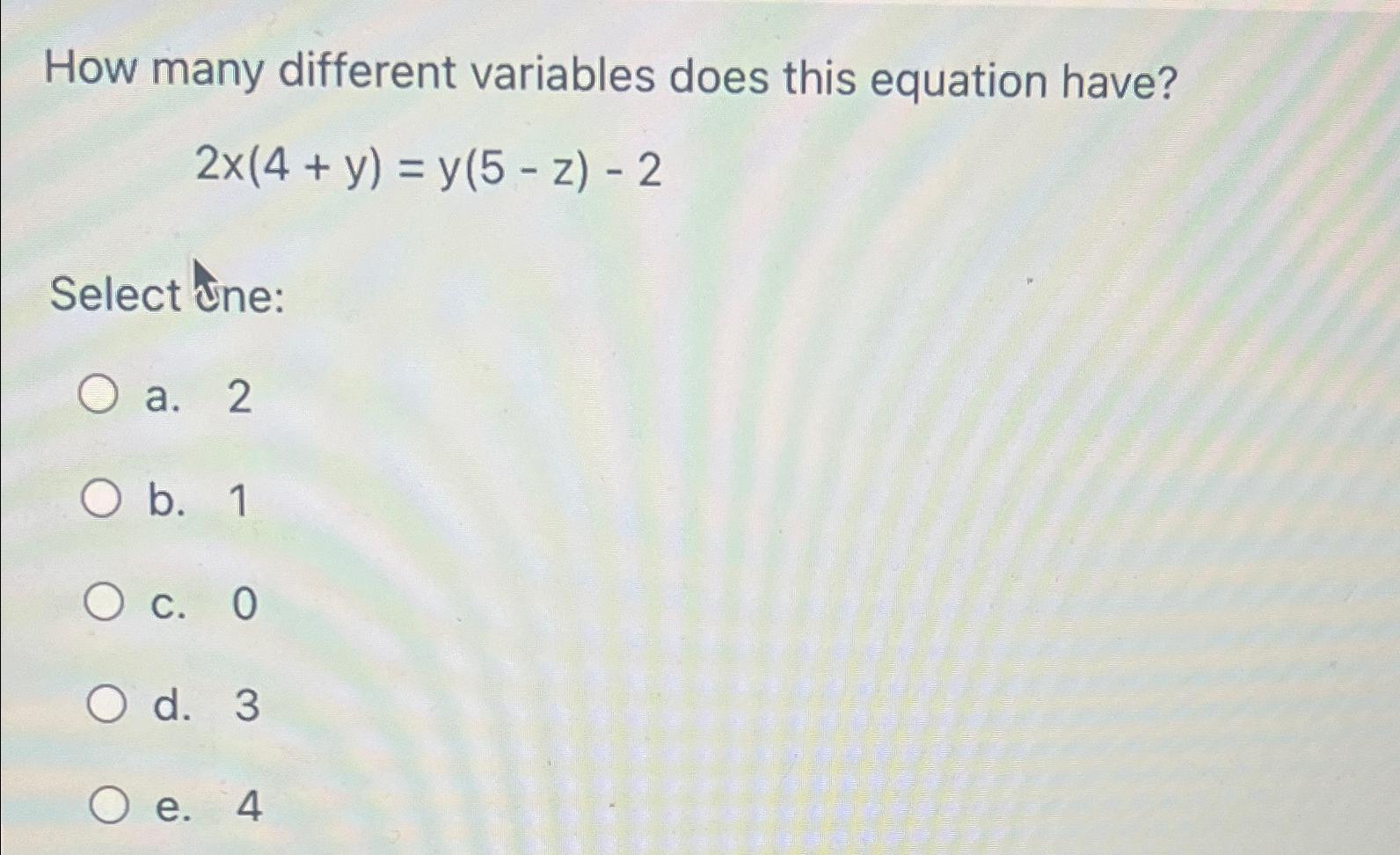 Solved How many different variables does this equation | Chegg.com