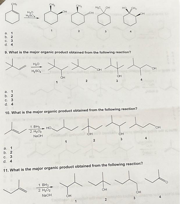 Solved A. 1 1 2 3 4 B. 2 C. 3 D. 4 9. What Is The Major | Chegg.com