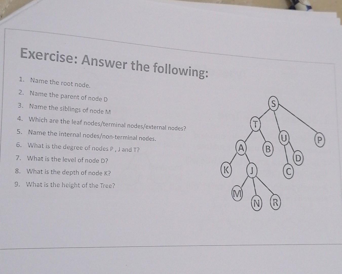 Solved Exercise: Answer The Following: 1. Name The Root | Chegg.com