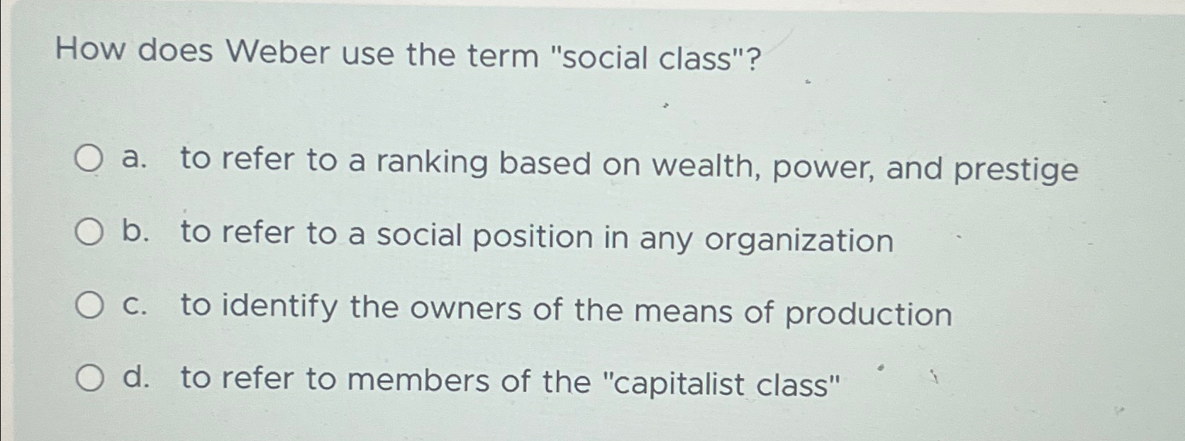 Solved How does er use the term "social class"?a. ﻿to