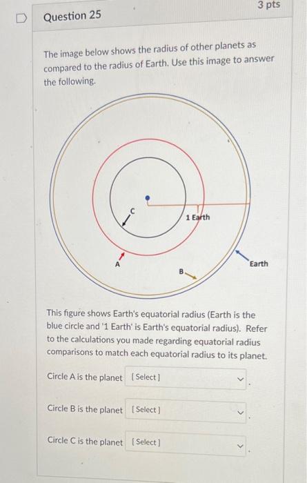 The image below shows the radius of other planets as compared to the radius of Earth. Use this image to answer the following.