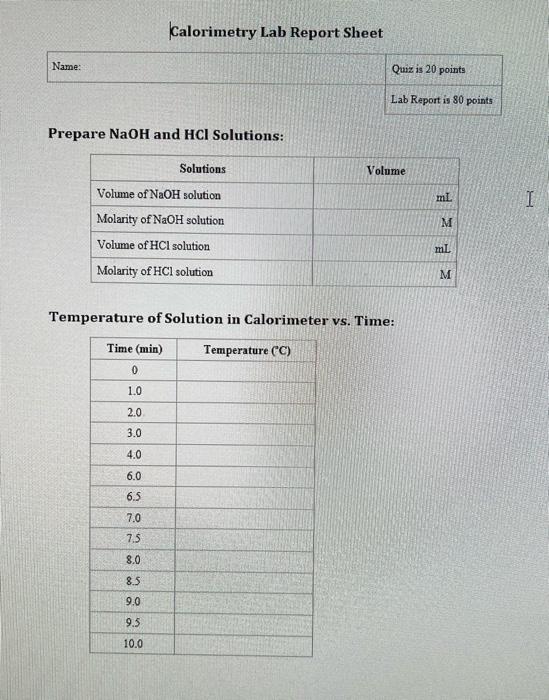 CHEM 1411 Online Calorimetry Lab Objectives 1 To
