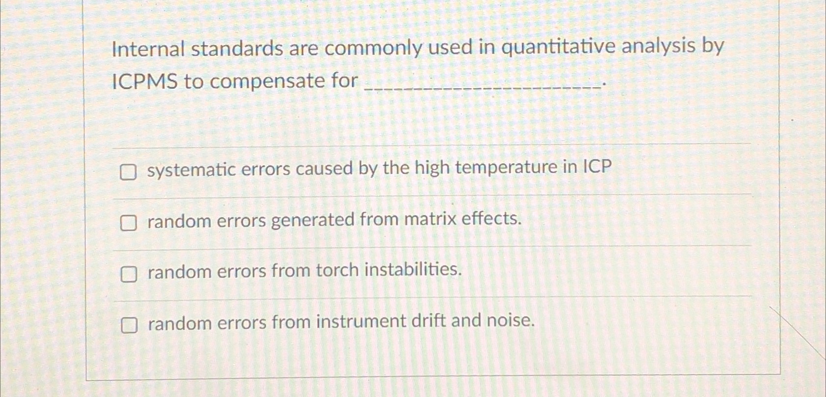 Solved Internal standards are commonly used in quantitative | Chegg.com