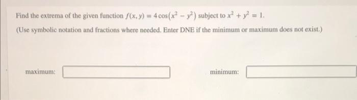 Solved Find The Extrema Of The Given Function