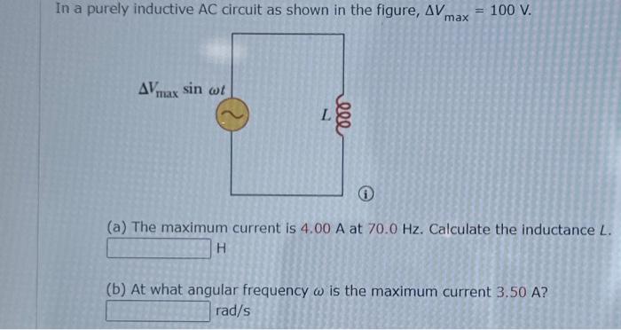Solved In a purely inductive AC circuit as shown in the | Chegg.com