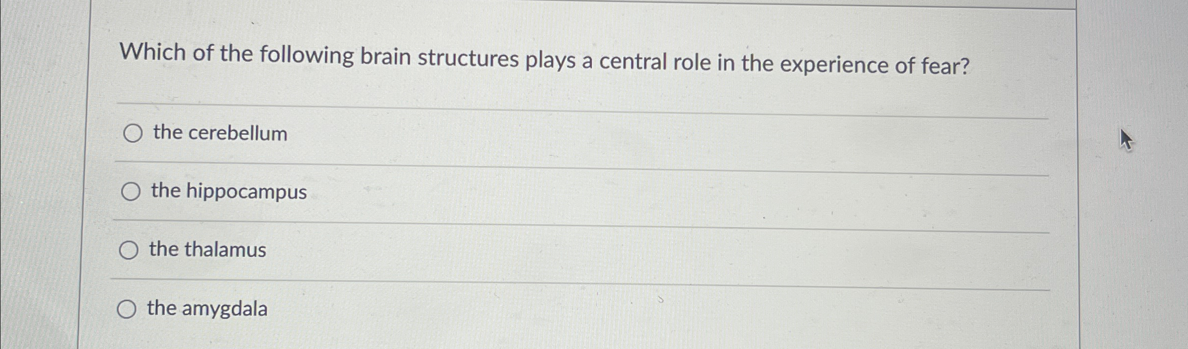 Solved Which of the following brain structures plays a | Chegg.com