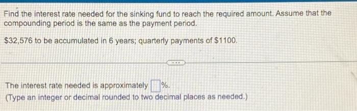 Solved Find the interest rate needed for the sinking fund to | Chegg.com