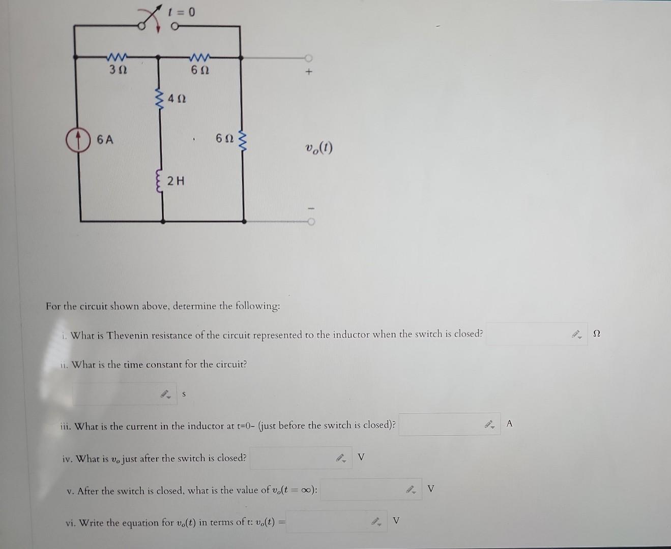 Solved For the circuit shown above, determine the following: | Chegg.com