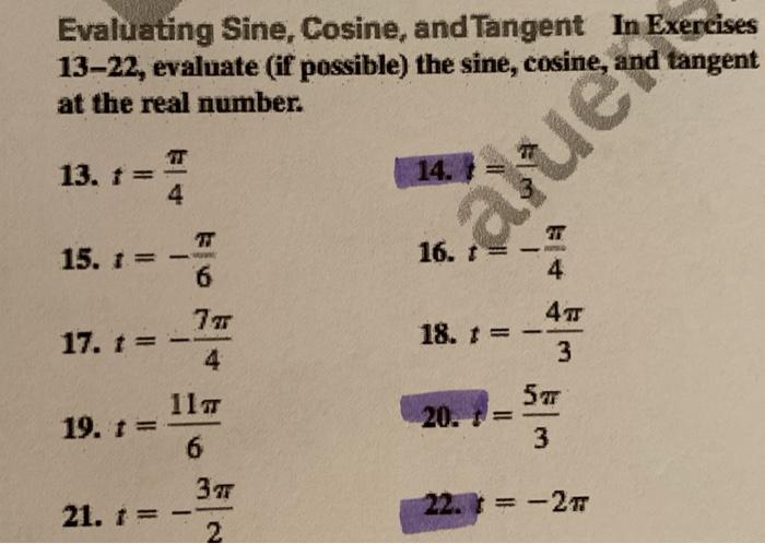 Solved Evaluating Sine Cosine And Tangent In Exercises 1470