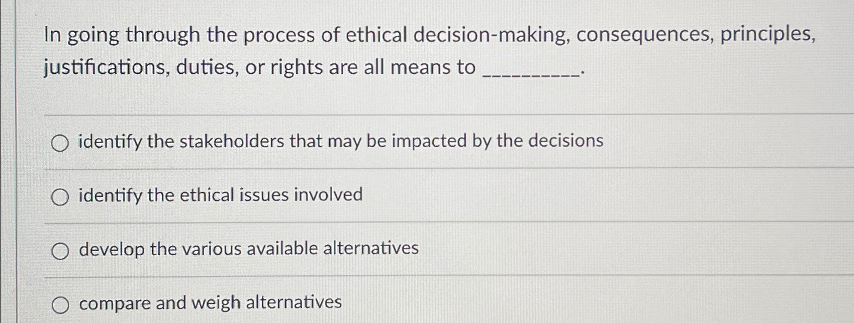 Solved In going through the process of ethical | Chegg.com