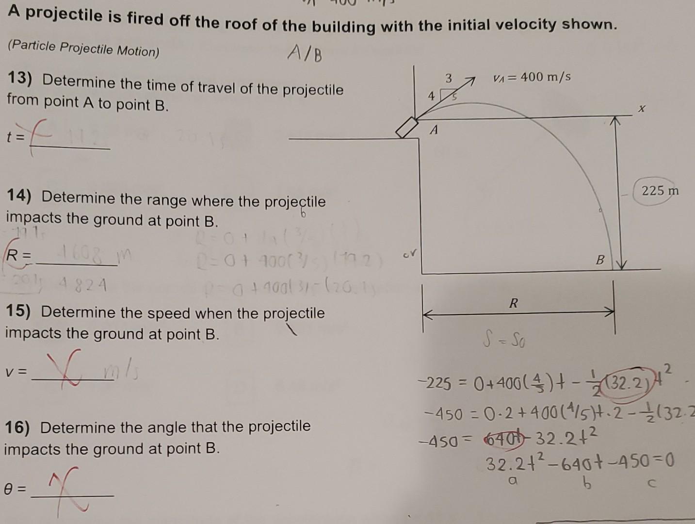 Solved A projectile is fired off the roof of the building | Chegg.com