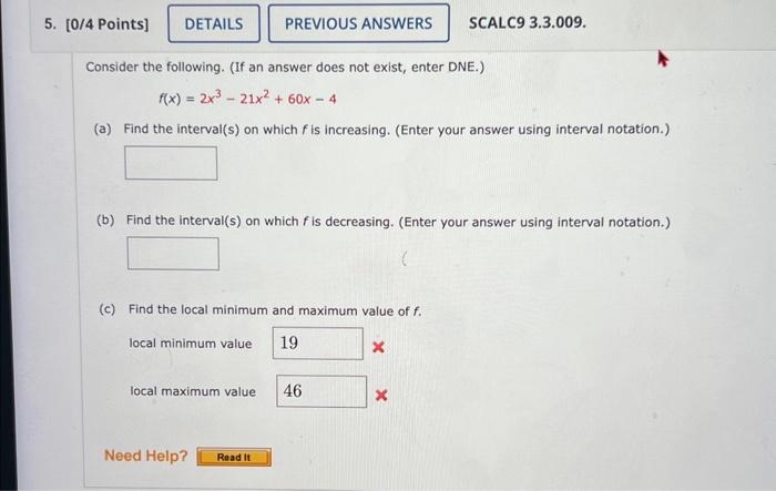 Find the interval in which the following is increasing or decreasing.f (x)=2{x}^{3}-15{x}^{2}+36x+1