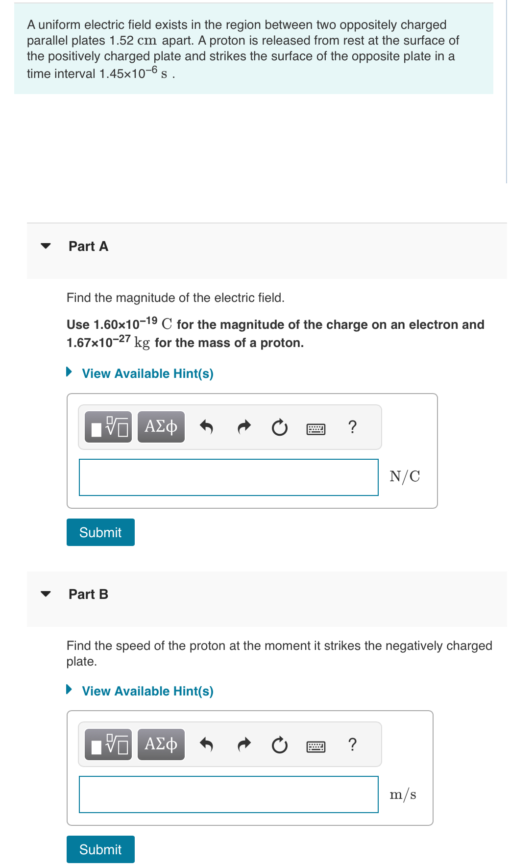 Solved A uniform electric field exists in the region between | Chegg.com
