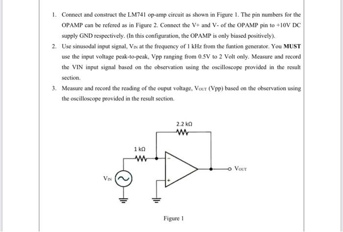 Solved 1 Connect And Construct The Lm741 Op Amp Circuit As