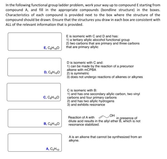 Solved In the following functional group ladder problem, | Chegg.com