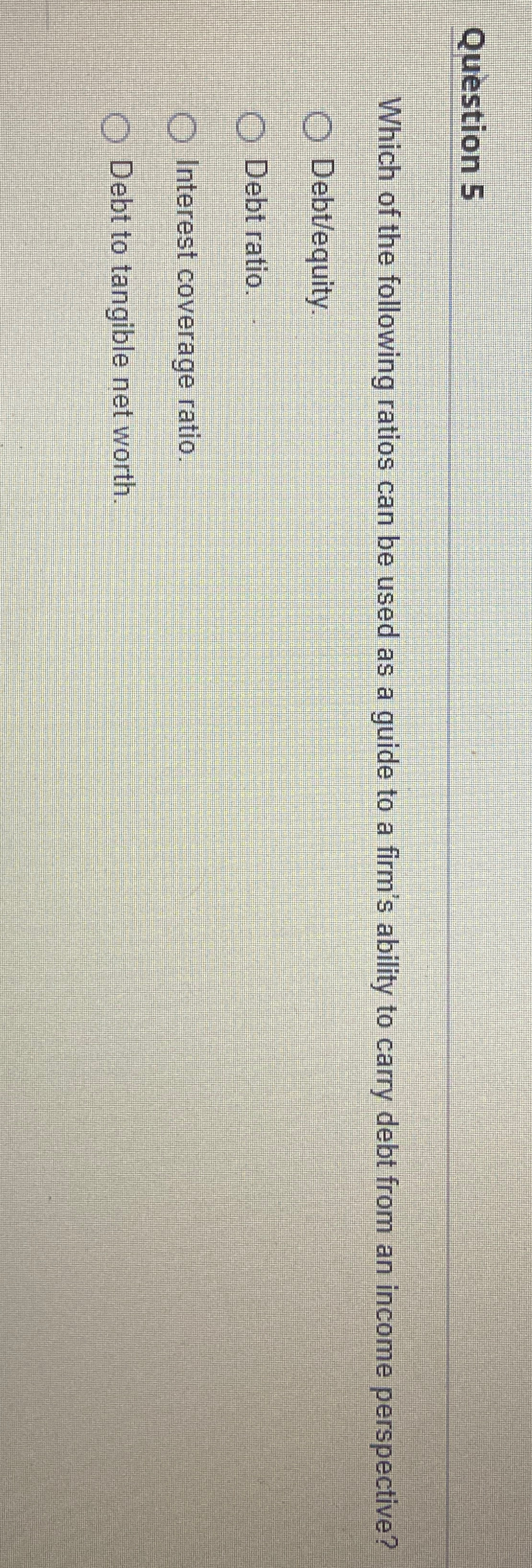 Solved Question 5Which of the following ratios can be used | Chegg.com
