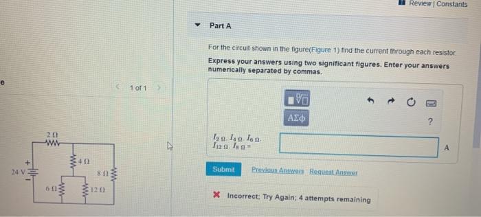 Solved Review Constants Part A For the circuit shown in the | Chegg.com