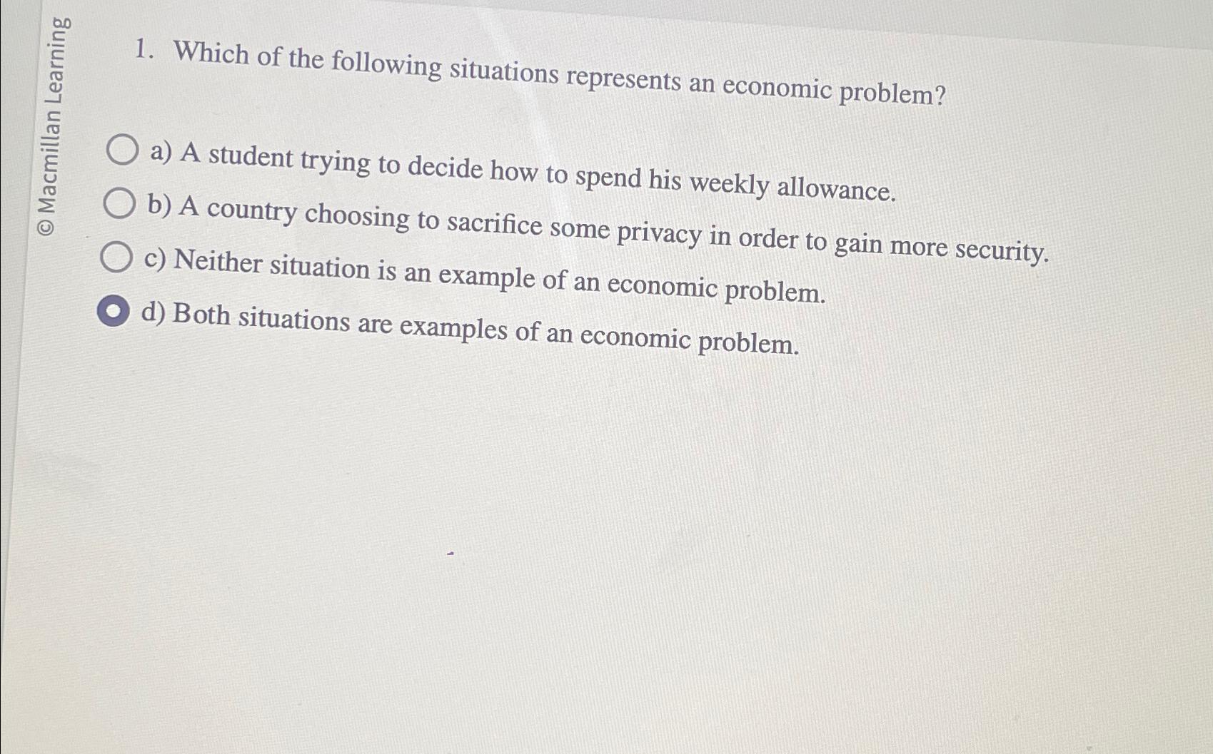 Solved Which of the following situations represents an | Chegg.com