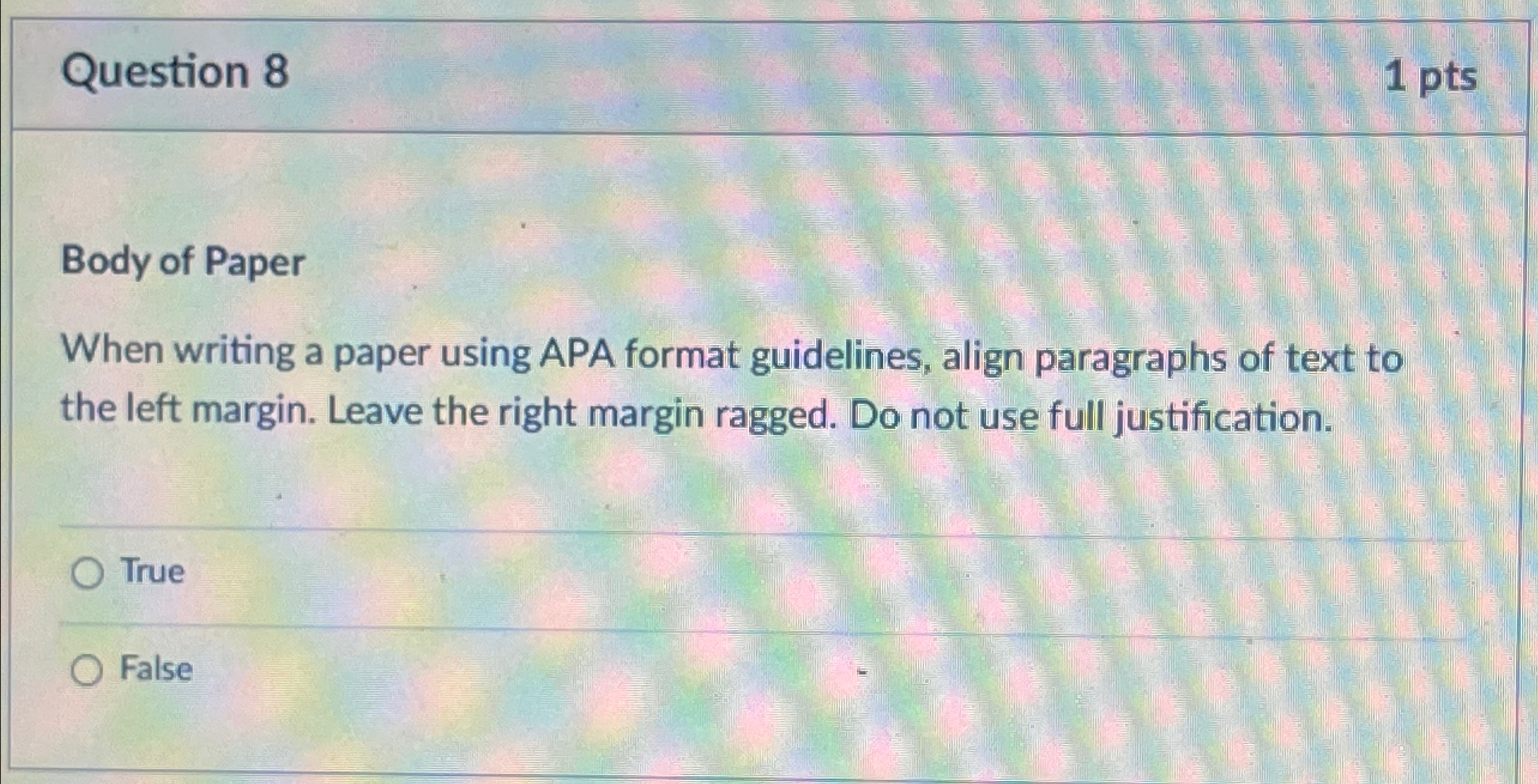 Solved Question 81 ﻿ptsBody of PaperWhen writing a paper | Chegg.com