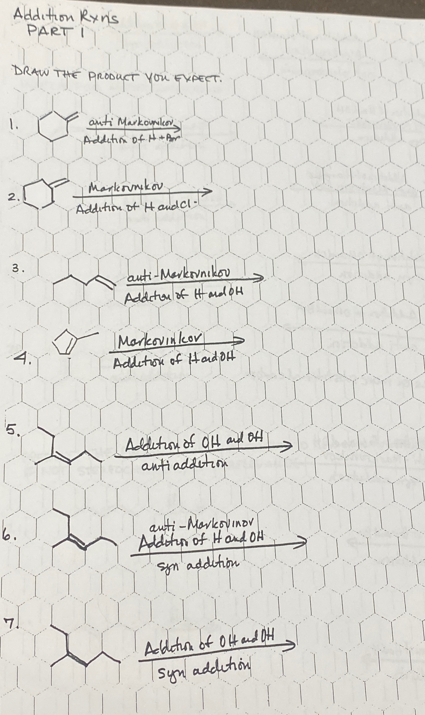 Aldition Rxns ﻿part Idraw The Product You