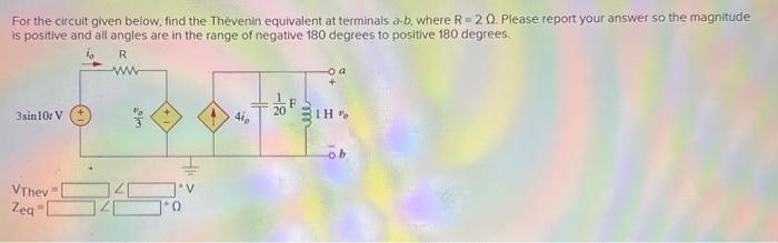 Solved For the circuit given below, find the Thevenin | Chegg.com