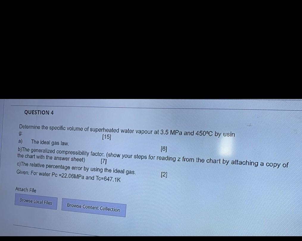 Solved QUESTION 4 Determine the specific volume of | Chegg.com