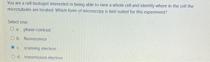 Solved You are a cell biologist interested in being able to | Chegg.com