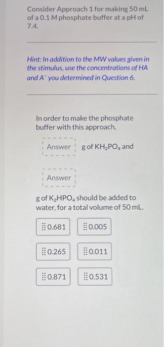 Solved Consider Approach 1 for making 50 mL of a 0.1 M | Chegg.com