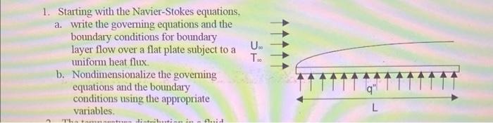 Solved 1 Starting With The Navier Stokes Equations A 5389