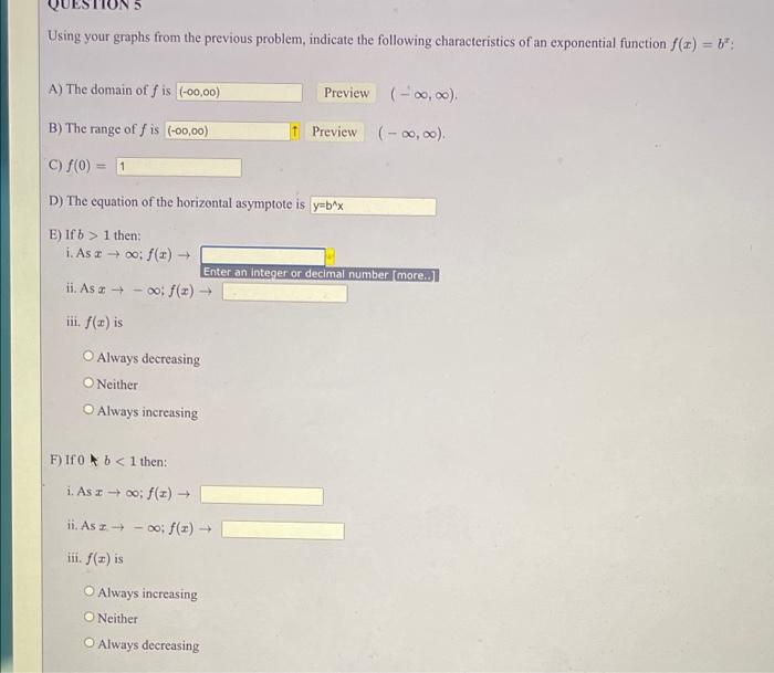 Solved Using your graphs from the previous problem, indicate | Chegg.com