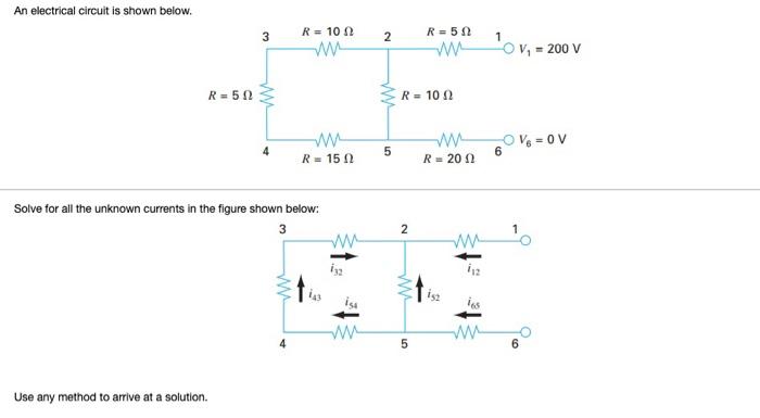 Solved An electrical circuit is shown below. Solve for all | Chegg.com