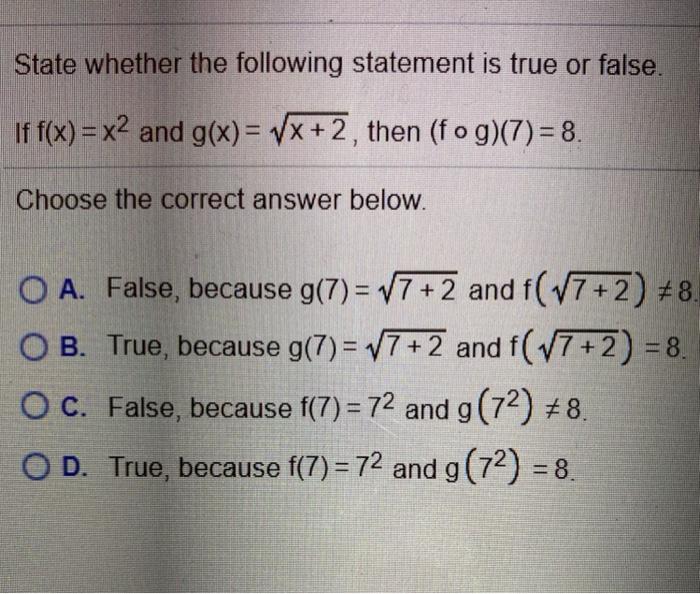 Solved State whether the following statement is true or | Chegg.com