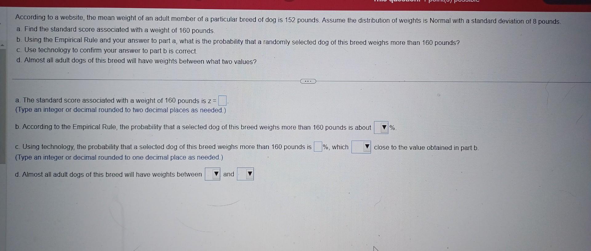 Solved According to a website, the mean weight of an adult | Chegg.com