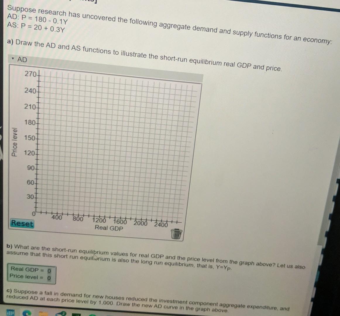 Solved To conclude, the fall in AD due to reduced the | Chegg.com