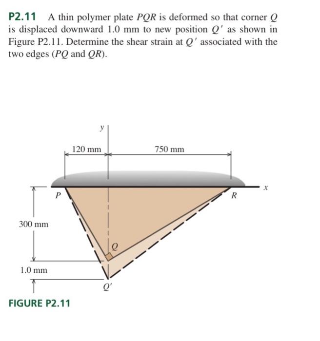 Solved P2.11 A thin polymer plate PQR is deformed so that | Chegg.com