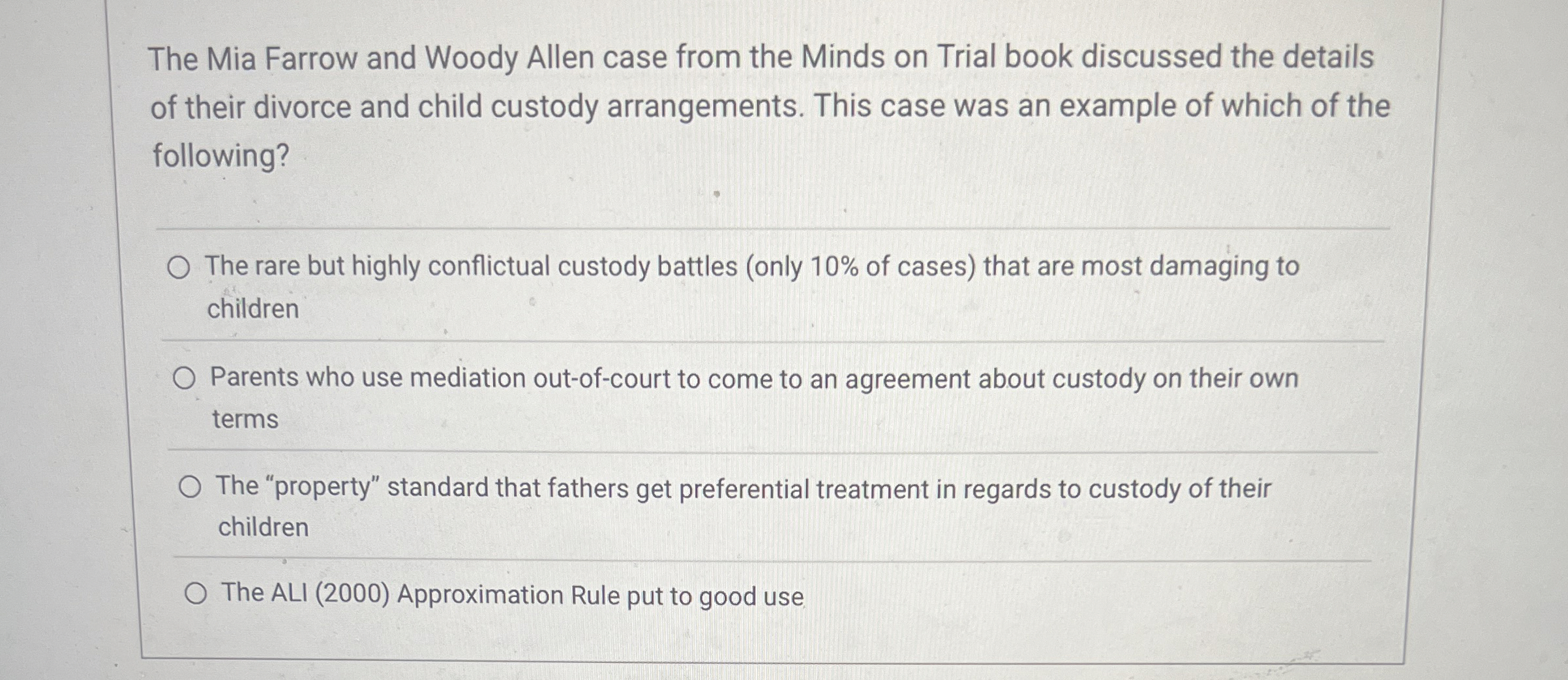 Solved The Mia Farrow and Woody Allen case from the Minds on | Chegg.com