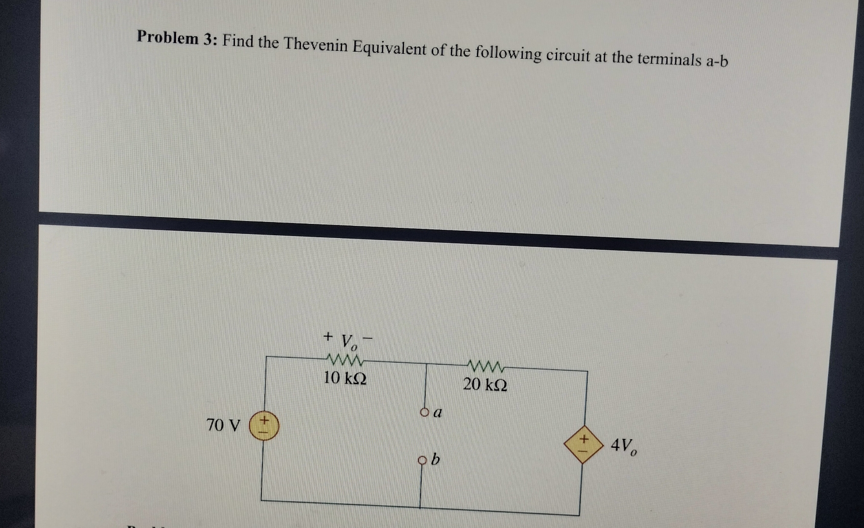 Solved Problem 3: Find the Thevenin Equivalent of the | Chegg.com
