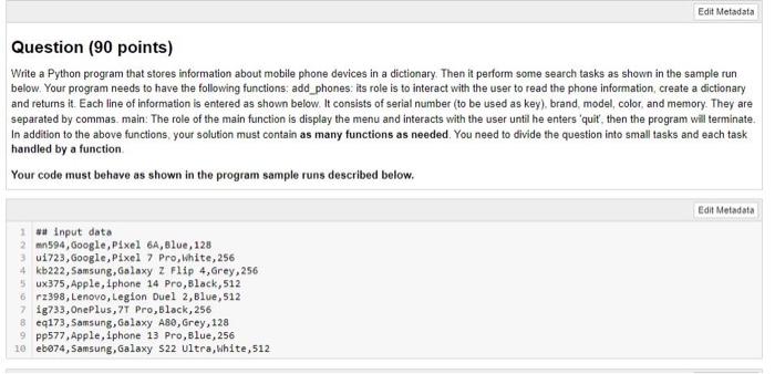 Solved Question (90 points) Write a Python program that | Chegg.com