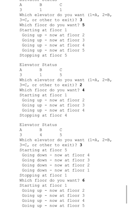 Solved 6. Create a class Elevator that will simulate the | Chegg.com