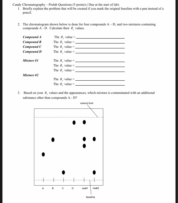 Solved Candy Chromatography Prelab Questions (5 points)
