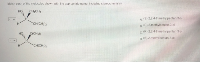 Solved Match Each Of The Molecules Shown With The | Chegg.com