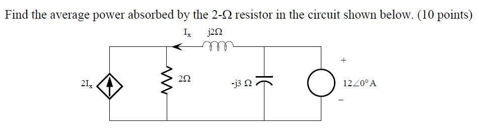 Solved Find the average power absorbed by the 2-ohm resistor | Chegg.com