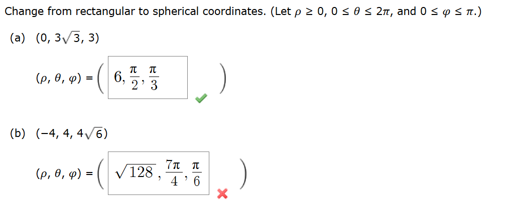 Solved change from rectangular to spherical | Chegg.com