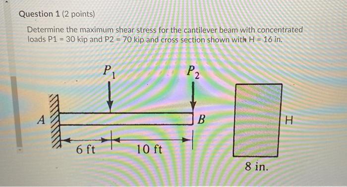 Solved Question 1 (2 points) Determine the maximum shear | Chegg.com