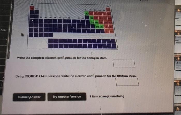 Solved pts Write the complete electron configuration for the | Chegg.com