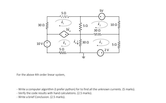 Solved For the above 4th order linear system, - Write a | Chegg.com