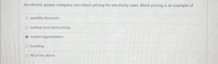 Solved An electric power company uses block pricing for | Chegg.com